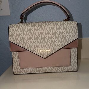 Michael Kors Cream and Pink Satchel